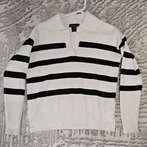 Cynthia Rowley Black and White V-Neck Sweater